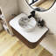 Meuble-lavabo mural rayé à rebords incurvés pré-assemblés avec lavabo, tiroir, lavabo en céramique blanc sans robinet-380269635