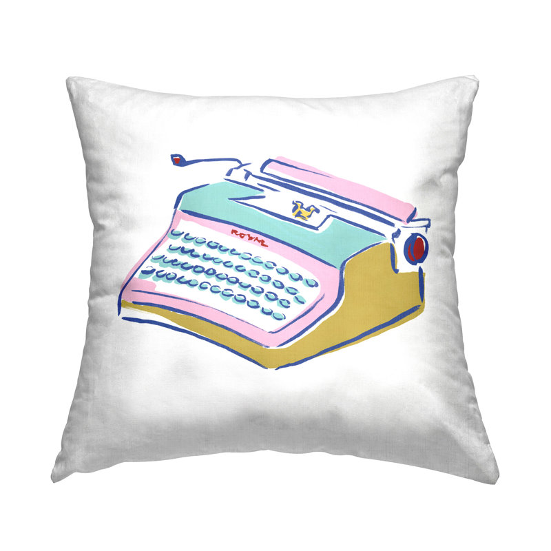 Design de coussin décoratif simple imprimé rétro par machine à écrire par June Erica Vess