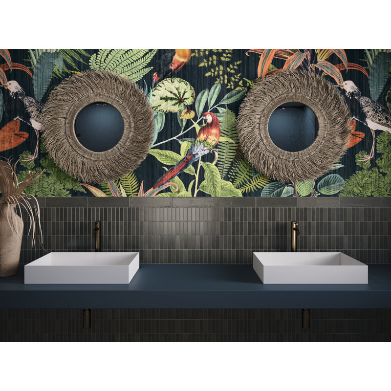 Carrelage mural en brique de porcelaine 8 po x 8 po Kaleido, Noir
