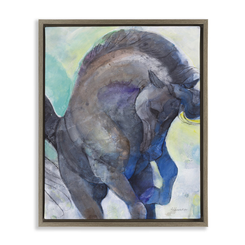 "Royal Splendor Stallion", art mural encadré par Albena Hristova, Cadre flottant orme Montalcino, H 21 po x l 17 po