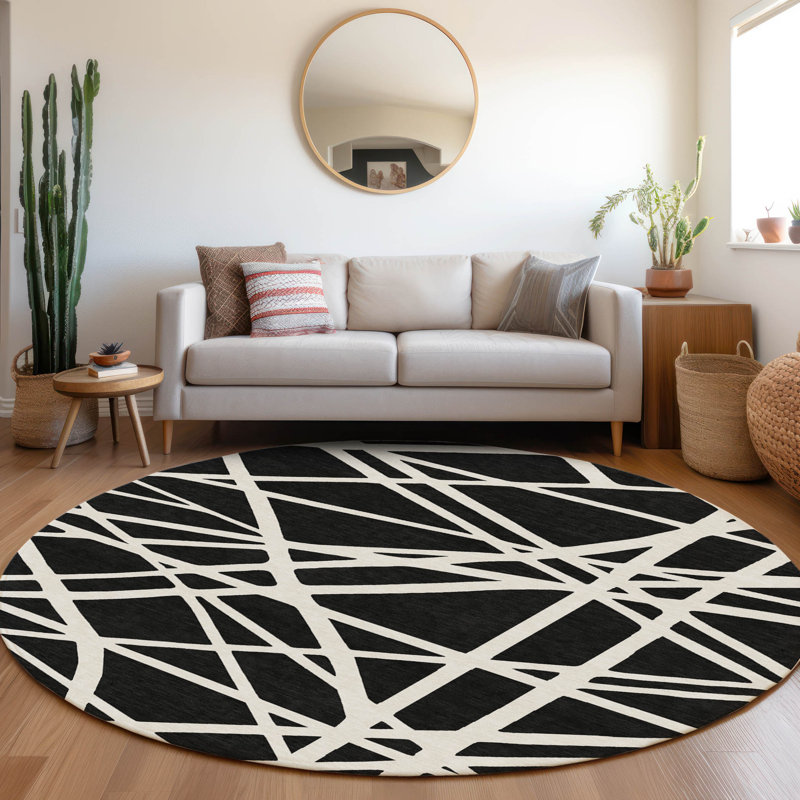 Tapis noir intérieur / extérieur Zephina , 2'3" x 7'6"
