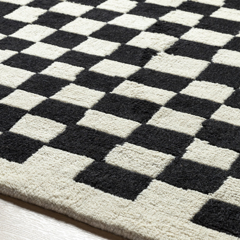 Damier Wool Patchwork Area Rug, Rectangle 10' x 14'