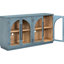 Buffet rétro à 4 portes en bleu marine avec capacité de rangement et poignées fonctionnelles en métal pour la cuisine