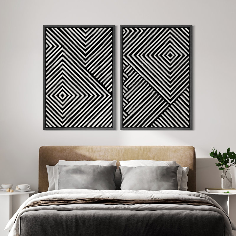 Reproduction d'art numérique sur toile encadrée 2 pièces, H 24 po x l 32 po x P 1,5 po, Noir
