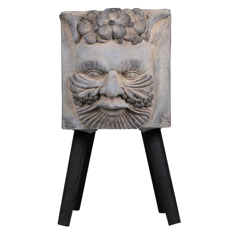 Magnesium Oxide Greek Statue Planter - 15.4Lbs Gray 13" X 11.4" 22.4" For Interior With Legs Patio Decoration