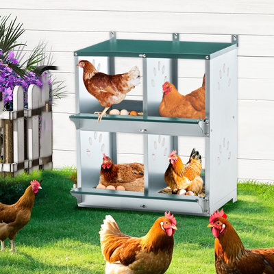 Metal 4 Compartment Chicken Coop, Wall Mounted, 21.56 Inches Product Depth, Rust- And Mount Galvanized Steel 16.57 Width, Safe Egg Laying