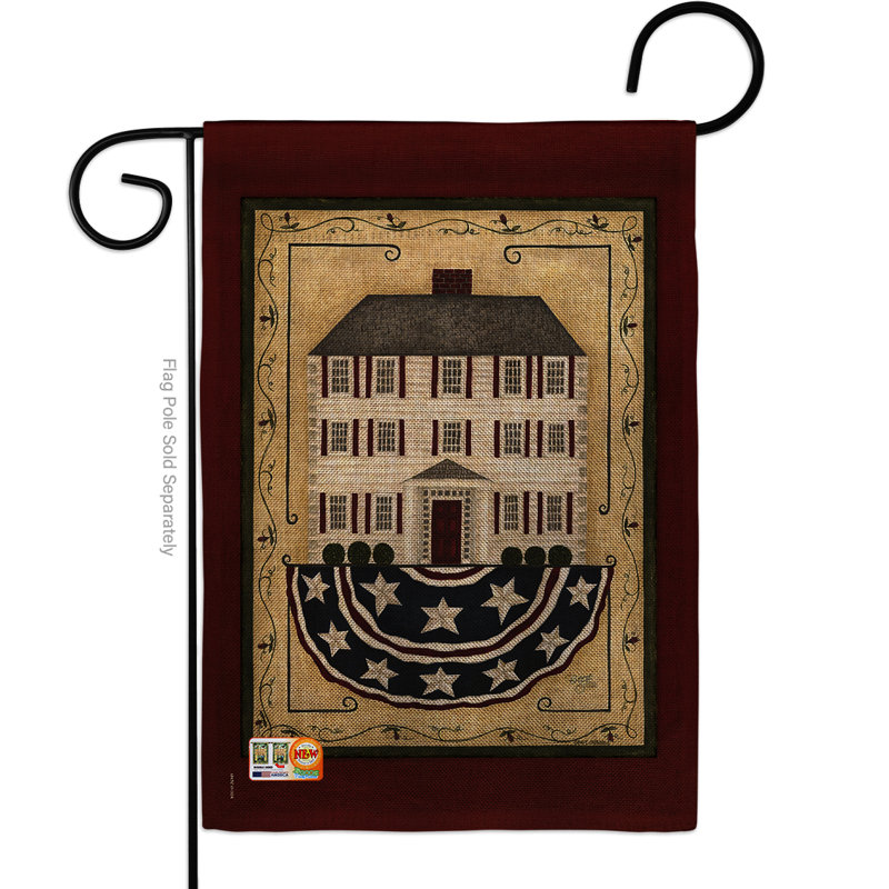 Patriotique blanc maison d’inspiration de maison d’inspiration décorative 2 côtés en toile jute 18,5 x 13 po drapeau de jardin