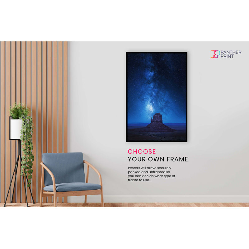 Monument Valley Night Blue Sky And Stars - No Frame Print, 31cm H x 20cm W
