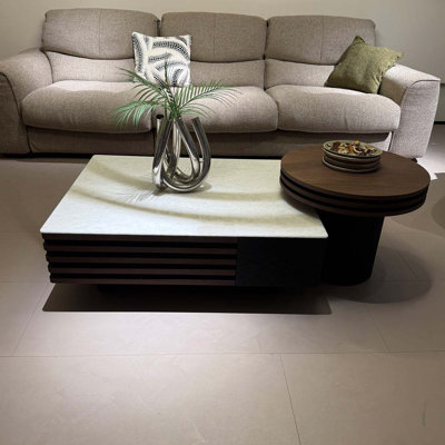 Modern White Marble Coffee Table Set