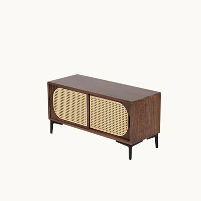 Solid Wooden Rattan Shoe Storage Bench
