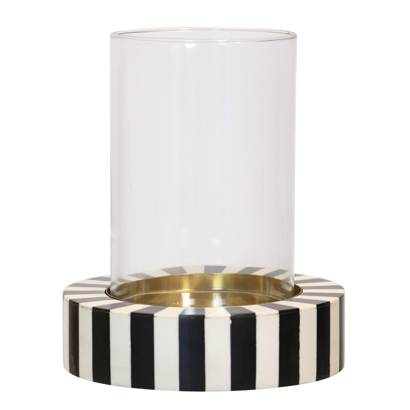Porte-bougie à rayures Palazzo - l 8,66 po x P 8,66 po x H 10,43 po, L 8,66 po x P 8,66 po x H 10,43 po