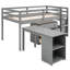 Lit mezzanine simple gris avec armoire et bureau portable, roues de bureau pratiques et gracieuses-1913833737