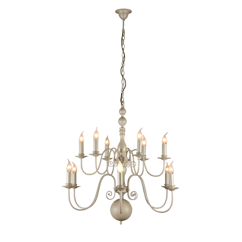 Aubervilliers 12 - Light Candle Style Chandelier, Beach Ivory