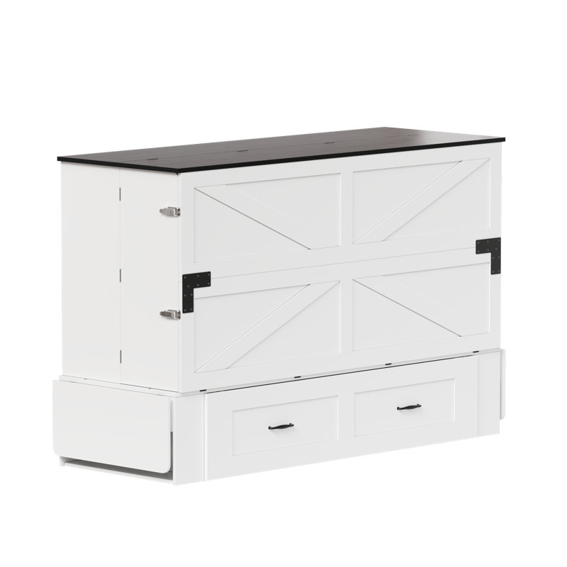 Foldable Wall Bed Queen Murphy Bed Cabinet With Dual-side Night Stands & Usb Charging, Space Saving Platform Bed Frame For Apartment, Studio, Home Office, Guest Room, Easy Assembly, Mattress Not Included