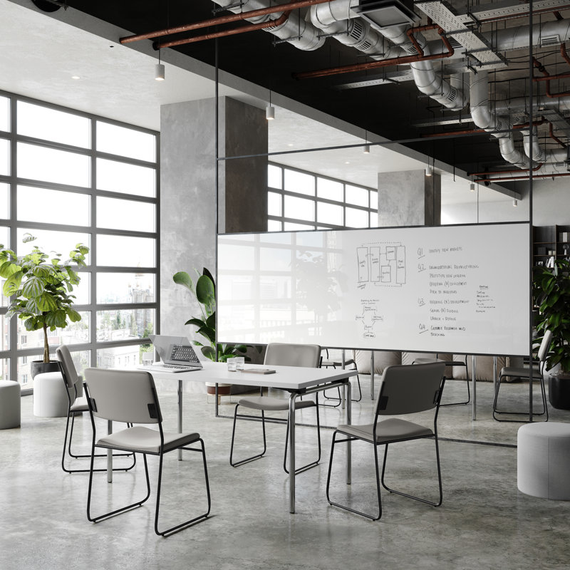 Oliverson Stacking Lobby Chairs with Padded Seats and Backs, Grey