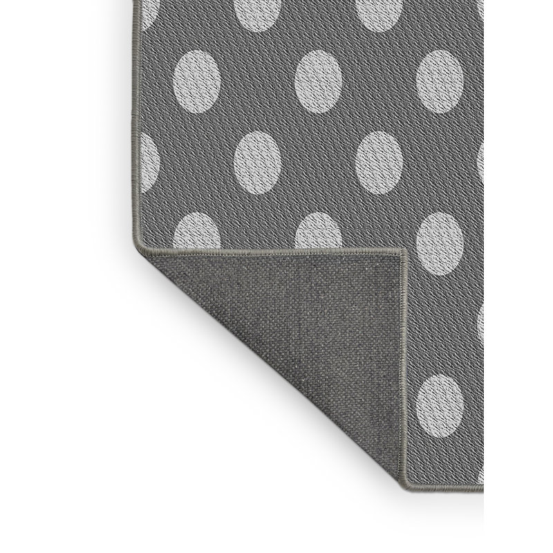 Tapis gris à pois en laine, Rectangle 6 pi x 9 pi