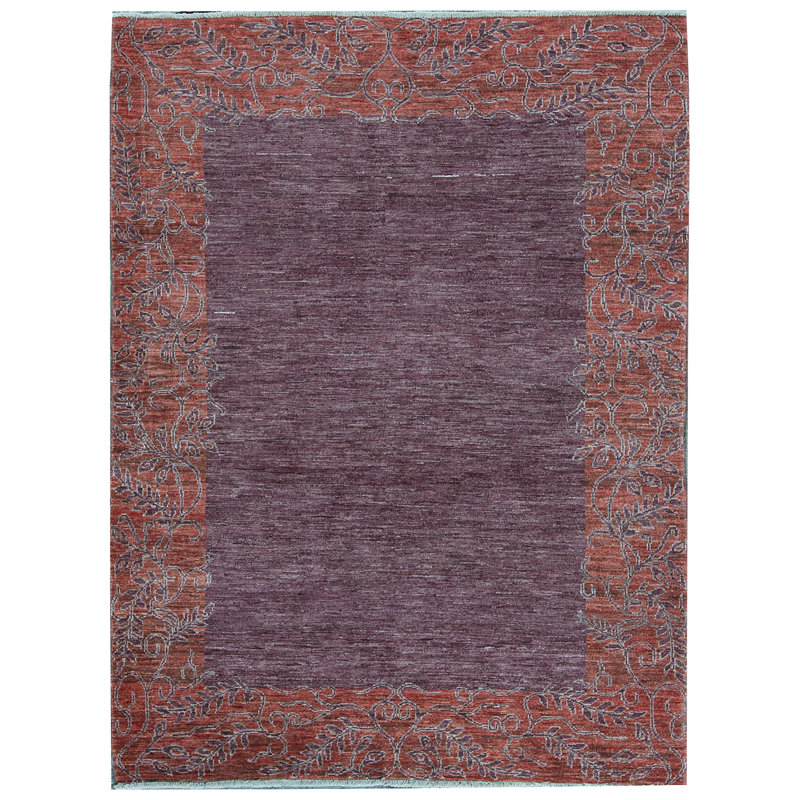 Hand-Knotted High-Quality Red and Gray Area Rug