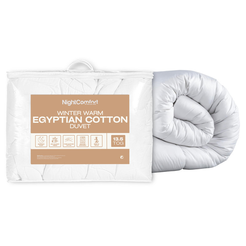 NightComfort Egyptian-Quality Cotton Anti-Allergy Winter Season 13.5 Tog Duvet, Super King