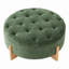 Repose-pieds rond capitonné 32 po avec pieds en bois massif, table basse moderne avec boutons capitonnés, lignes passepoilées, repose-pieds en chenille pour le salon-395992833