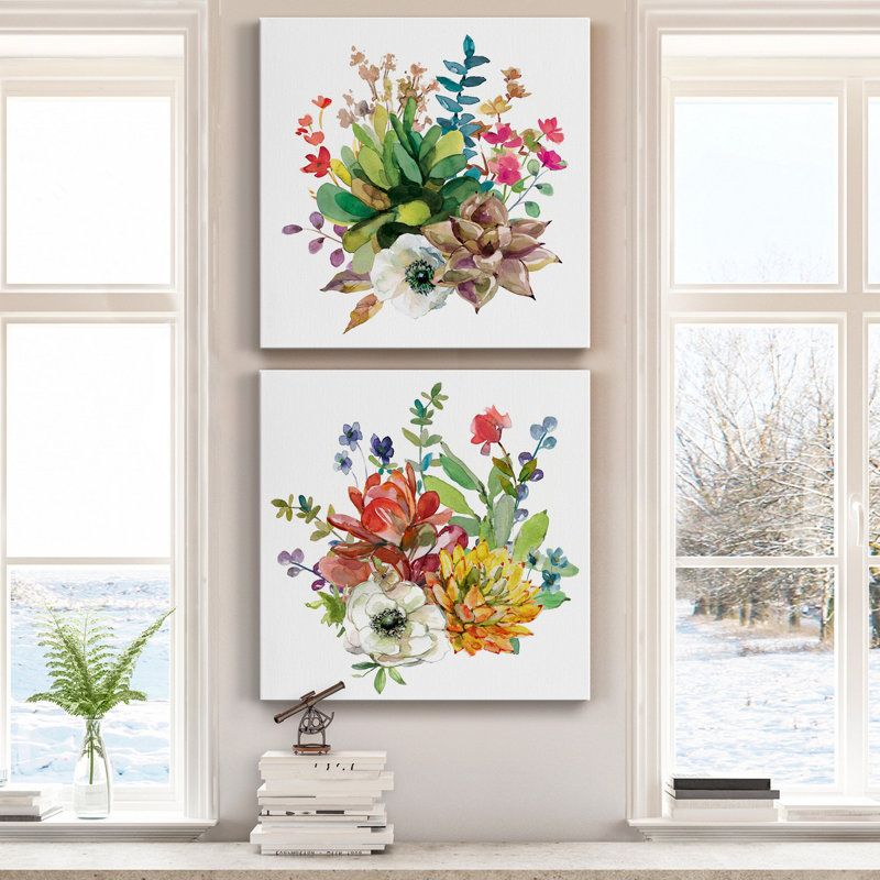 Scrumptious Succulents III - 2 pièces, reproduction d'art sur toile tendue, H 40 po x l 80 po x P 1 po