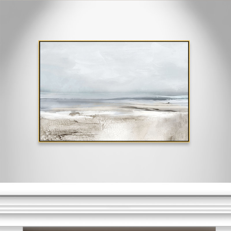 Coucher de soleil sur les reflets - Version paysage par Luna Mavis, H 41,5 po x l 61,5 po, Doré