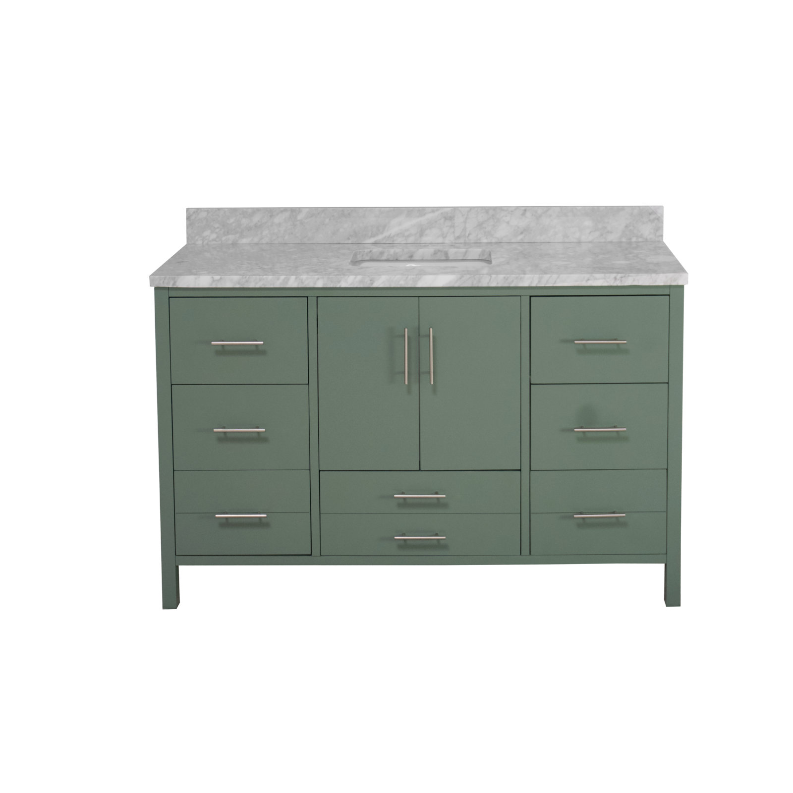 Kiara 60" Carrara Marble Single Bathroom Vanity, Sage Green, Carrara Marble
