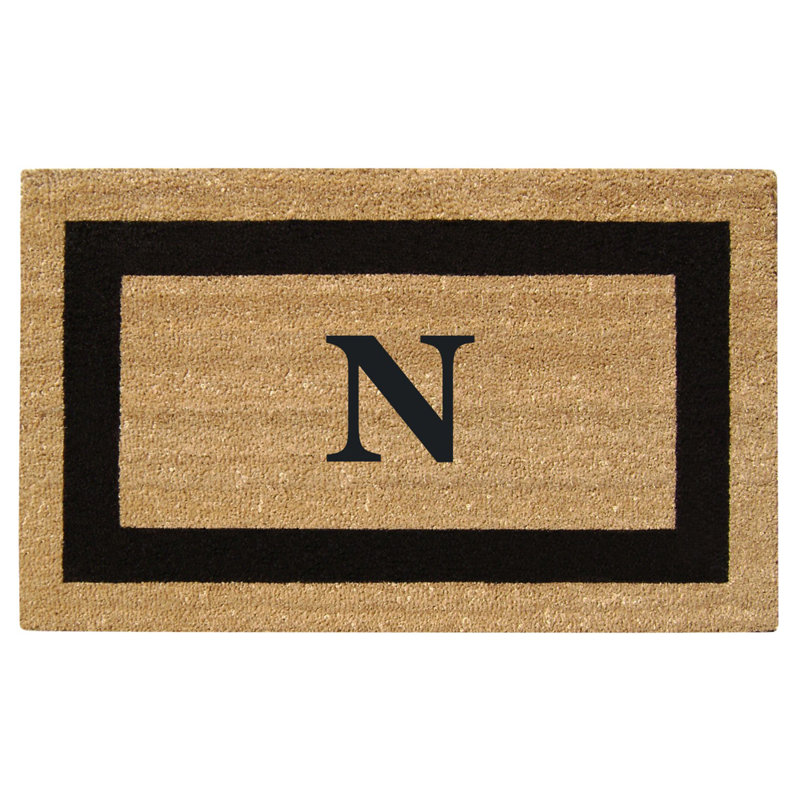 Tapis de porte d'extérieur antidérapant monogrammé 36 po x 20 po Hanningt, N