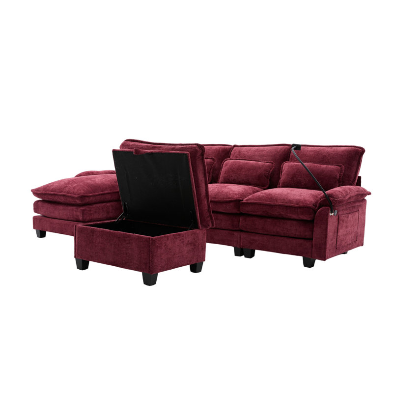 Canapés modulaires rembourrés et confortables, Rouge vin