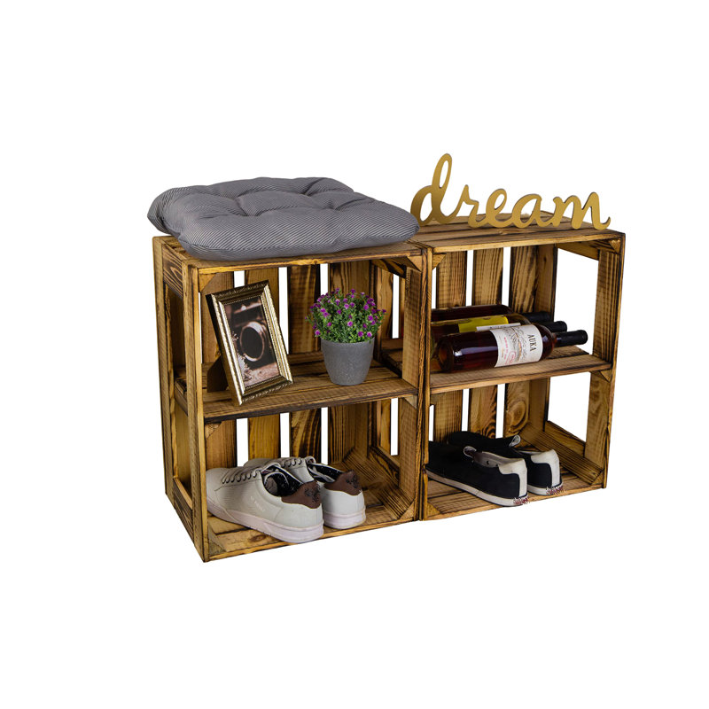 4 Pair Stackable Solid Wood Shoe Rack