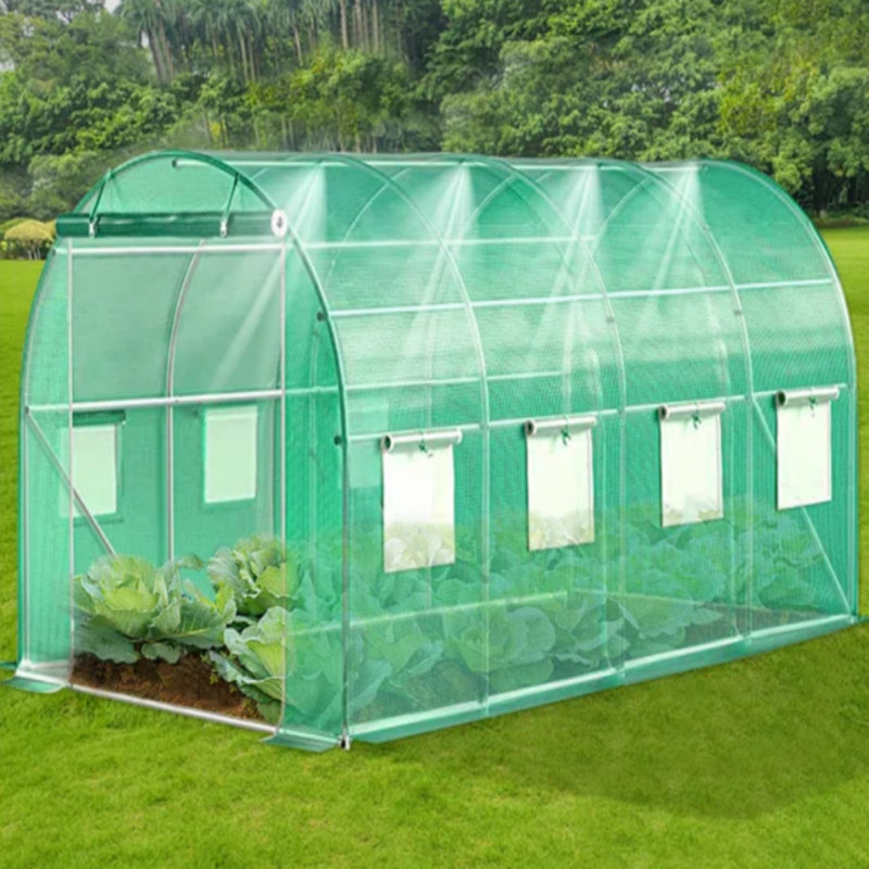 Tente de culture PE résistante aux rayons UV, serre en acier galvanisé robuste avec ensemble de système de refroidissement par brumisation et 6 bouches d'aération, serre durable pour plantes
