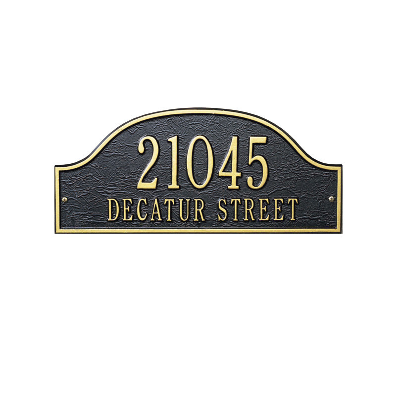 Admiral 2-Line Wall Address Plaque, Black and Gold, Yes