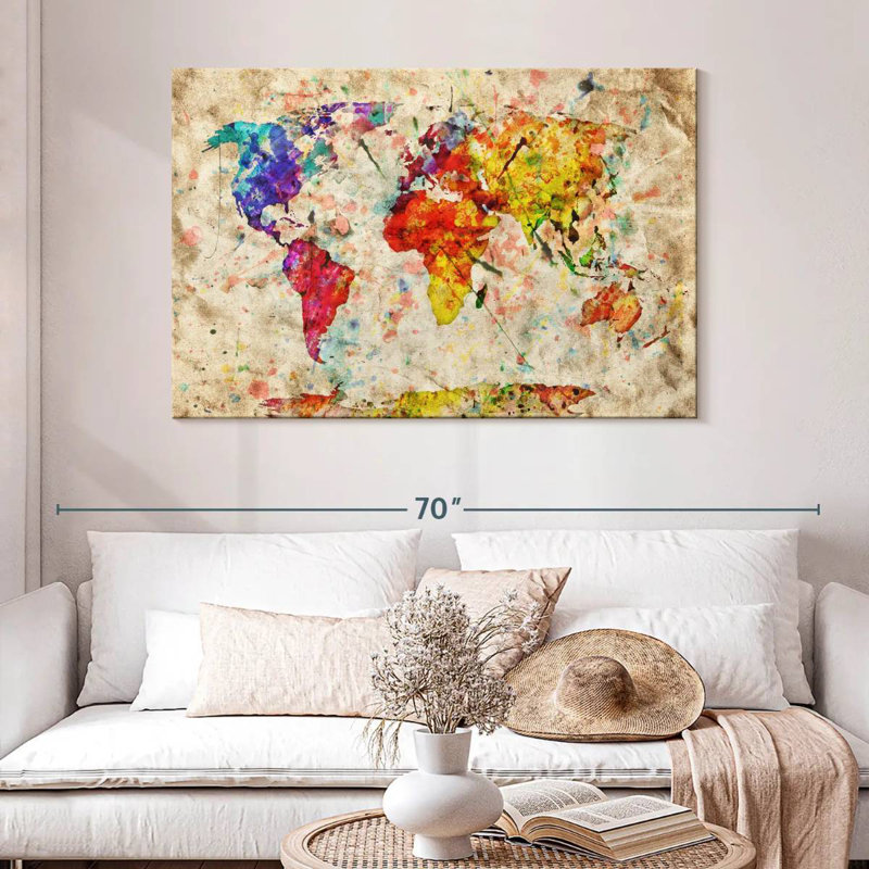 Aliaz Retro Expression World Map, 32" H x 48" W