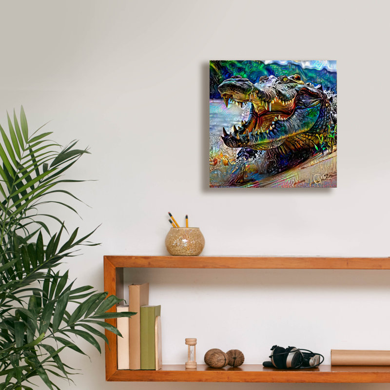  «Crocodile» par Pedro Gavidia, art mural sur toile, 12 po x 12 po, H 12 po x l 12 po