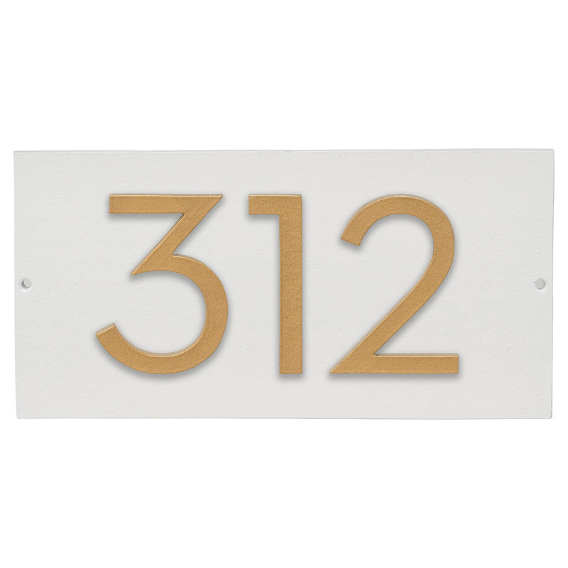 Plaque d’adresse murale flottante linéaire, Oui, Blanc, Nickel satiné deux tons
