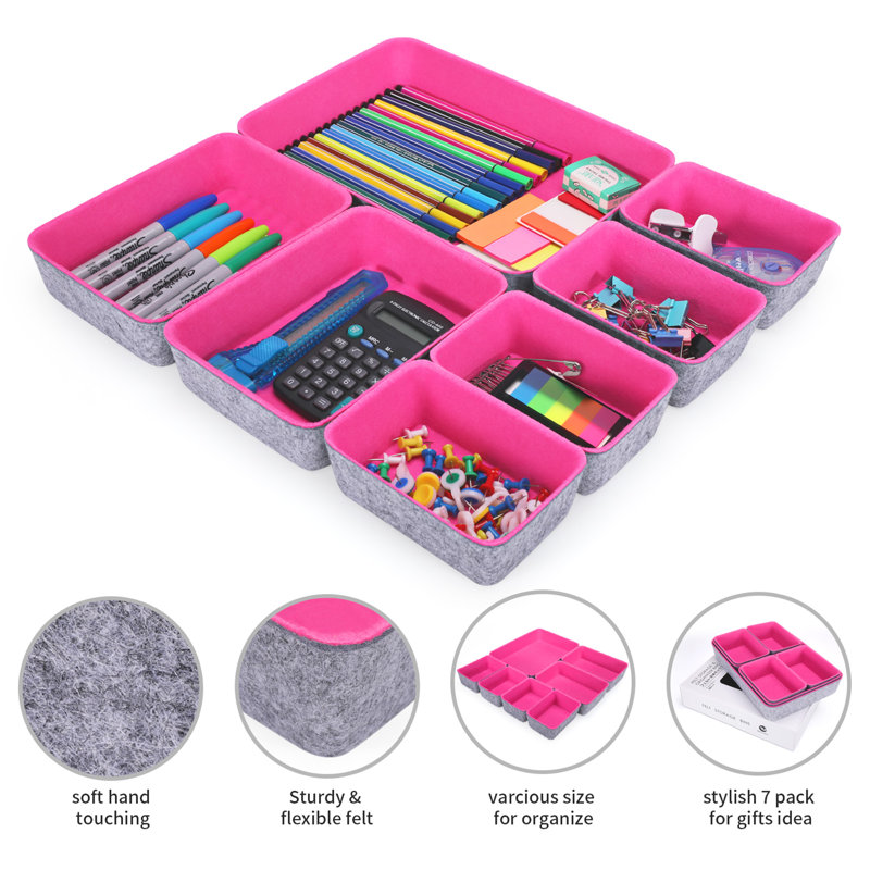 2.4'' H x 7.9'' W x 10.8'' D Organizer Set, Hot Pink