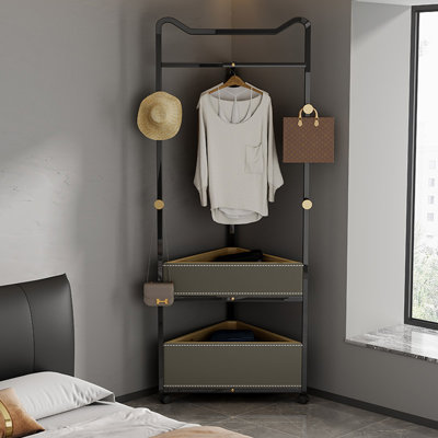 Stainless Steel Coat Rack Double Baskets