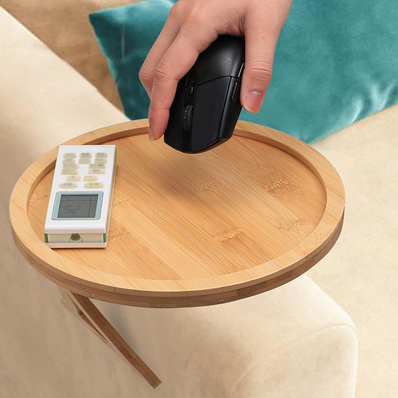 Bamboo Couch Arm Tray, Couch Arm Table For TV Remote Control/Cel...