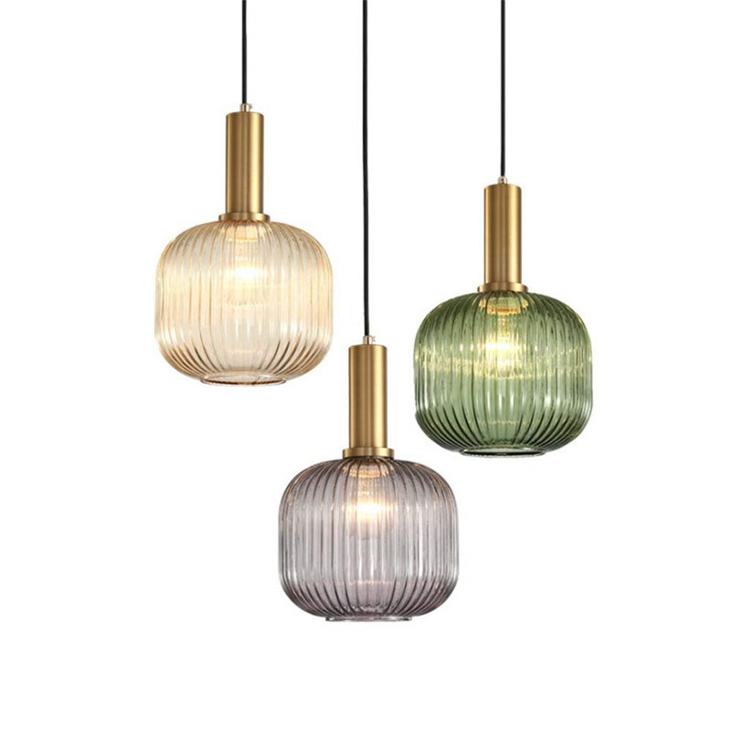 URBNLIVING 1 - Light Single Pendant, Amber, 30cm H x 20cm W x 20cm D