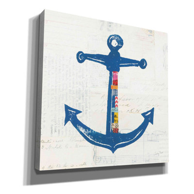 «Nautical Collage III on Newsprint» par Courtney Prahl - impression sur toile tendue