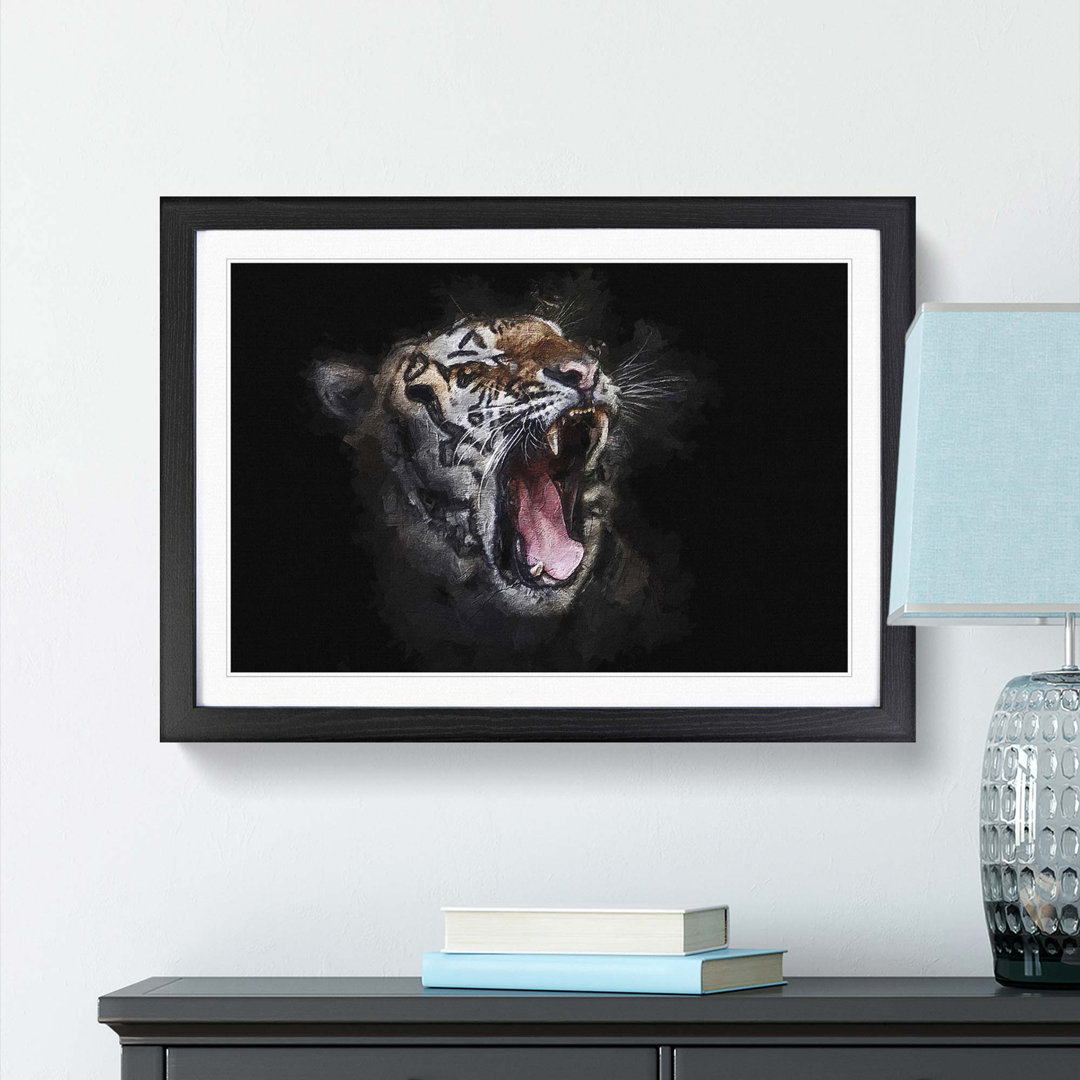 A Yawning Tiger - Framed Print