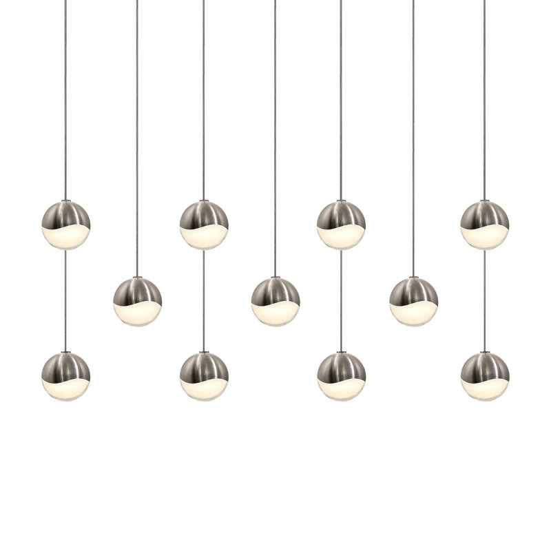 Grapes 11 - Light LED Cluster Pendant, 2.5" H x 36.25" W x 8.5" D, Satin Nickel