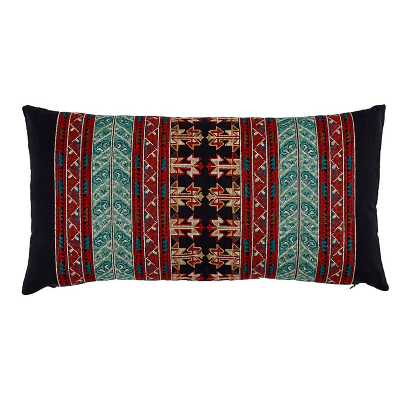 Vinka Embroidery Pillow, Red/Black