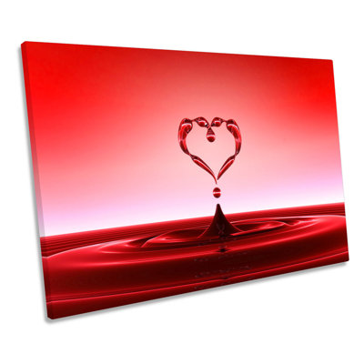 Love Heart Red Water Drop - Wrapped Canvas Print