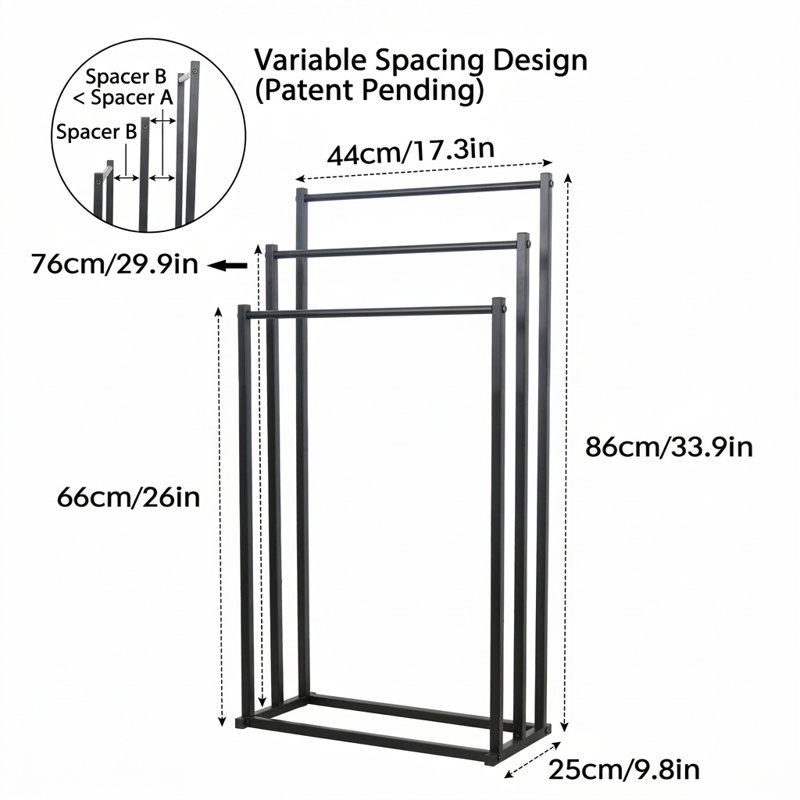 44 cm Steel Freestanding Towel Rack
