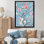 "Chinoiserie avec oiseaux et pivoines", impression sur toile encadrée