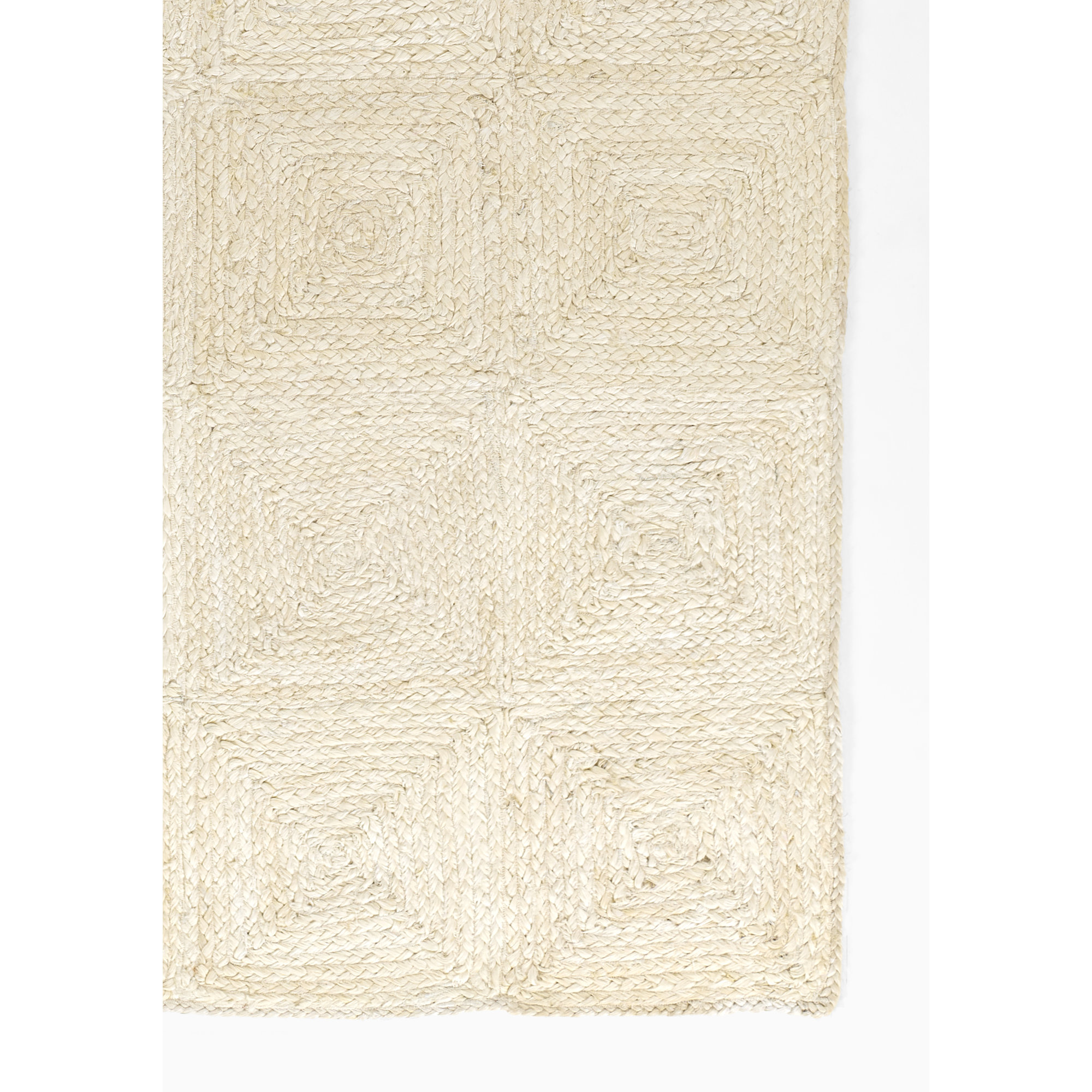 Momeni Maritime Hand Woven Jute Geometric Ivory Area Rug Runner, Rectangle 7'10" x 9'10"