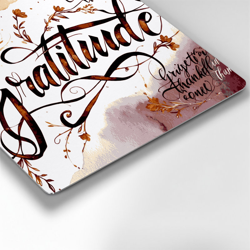 Art mural en métal beige, "Thanksgiving Thankfulness", H 12 po x l 12 po x P 0,05 po
