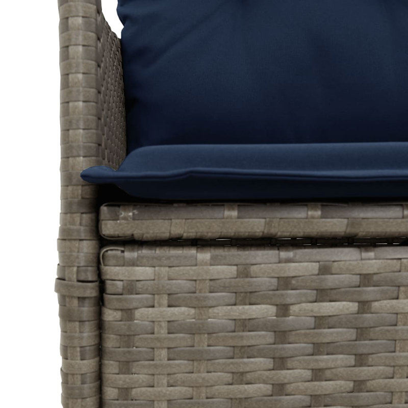 Vidaxl Reclining Patio Sofa 2-Seater With Table Gray Poly Rattan, Gray, Blue