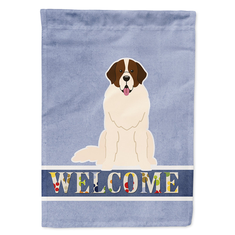 Polyester 2 côtés 40 x 28 po welcome drapeau maison, Chien de garde de Moscou assis