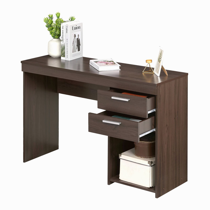 Poste de travail à domicile avec rangement, Espresso